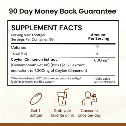 Ceylon Cinnamon 7200mg Equivalent with MCT Oil